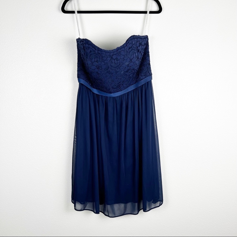David’s Bridal Sleeveless Bridesmaids Dress Navy Lace Sz‎ 10